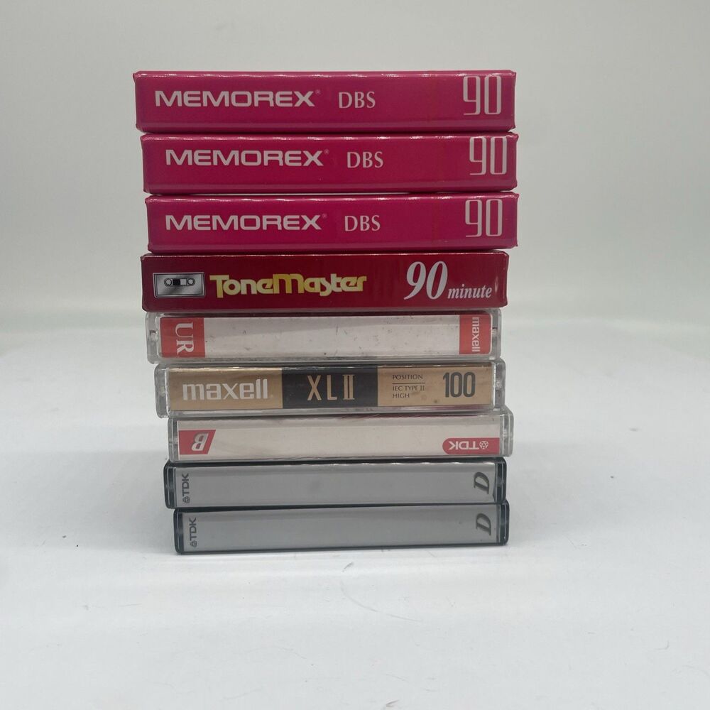 Maxell XLII Blank Cassette Tapes Lot 9 TDK D90 Memorex DBS UR NOS Open Box